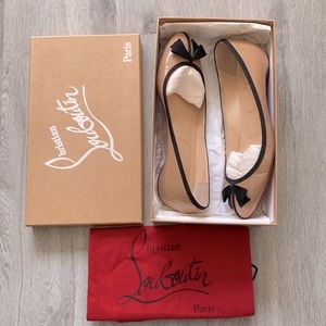 Christian Louboutin Nude and Black Patent Flats